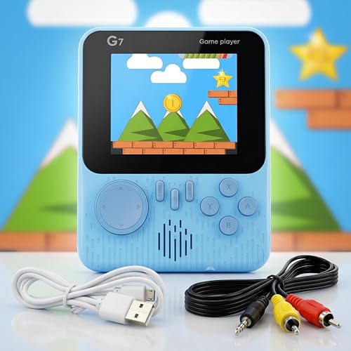 Image of Kidsmate Handheld Gaming Console Video Game for Kids with 666 Built-in Retro Games | Rechargeable Battery, Compact Design with TV Connectivity for Big Screen Play | Ideal for Fun & Learning (Blue)
