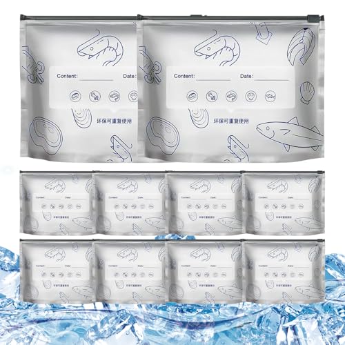 Bolsas De Papel Aluminio,Bolsas de Conservación Reutilizables con Cierre Cremallera y Etiqueta - Reutilizables Impermeables Con Cierre Cremallera Y Etiqueta Para Cocina Frutas Camping Vida