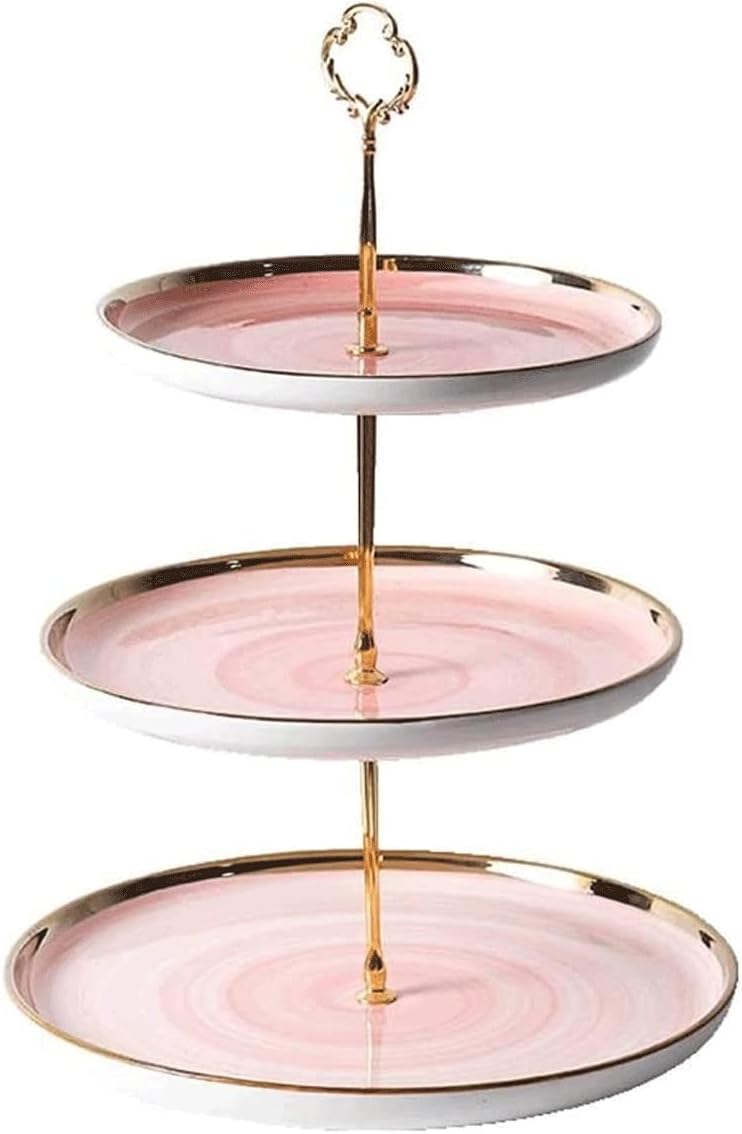 Ceramic Fruit Racks 3 Layers Metal Cake Stands Fruit Trays, Dessert Serving Trays, Living Room Coffee Table Decoration Metal Fruit Platters (Color : B)