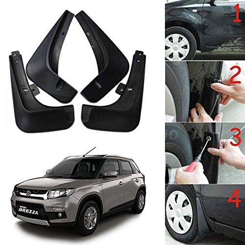 Image of Oshotto (O.E.M Fitting Cup Type) Mud Flap /Splash Guard Compatible with Maruti Suzuki Brezza 2016-2022 (Set of 4)