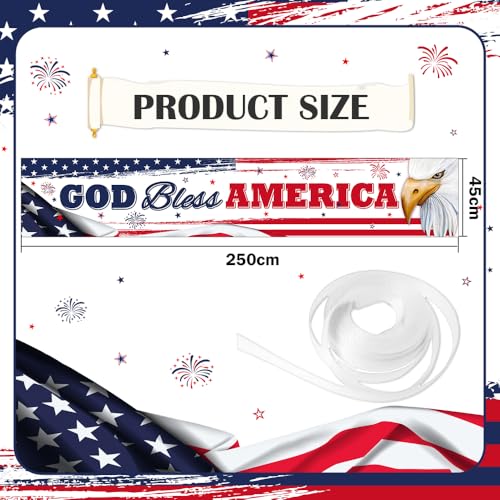 Image of AIBIIN God Bless American Decorations for 4th of July Memorial Day Porch Sign BannersPatriotic Decoration Hanging Banner Independence Day Veterans Day Hanging Banner for Yard Indoor Outdoor