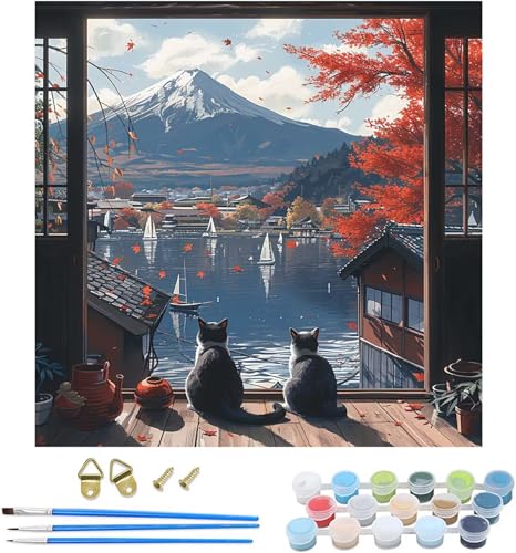 Cadeau femme peinture numéro adulte Mont Fuji kit créatif pour anniversaire