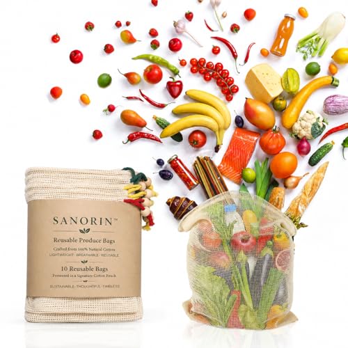 Reusable Cotton Produce Bags (10 Pack)