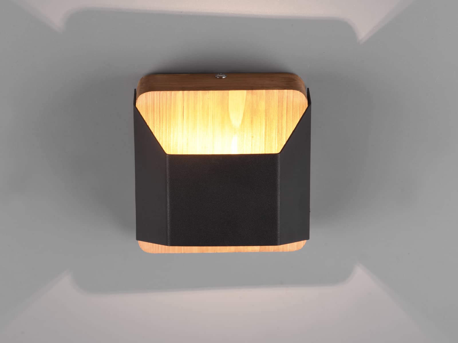 LED Wandleuchten 2er SET aus Holz & Metall Schwarz, Breite 12cm