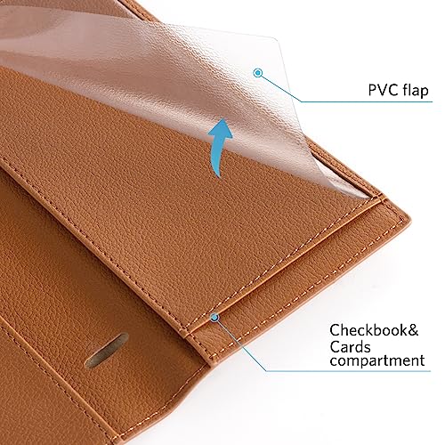 Image of CoBak Checkbook Cover for Women & Men - PU Leather Case with RFID Blocking | Classic Design Check Book Holder for Personal and Business