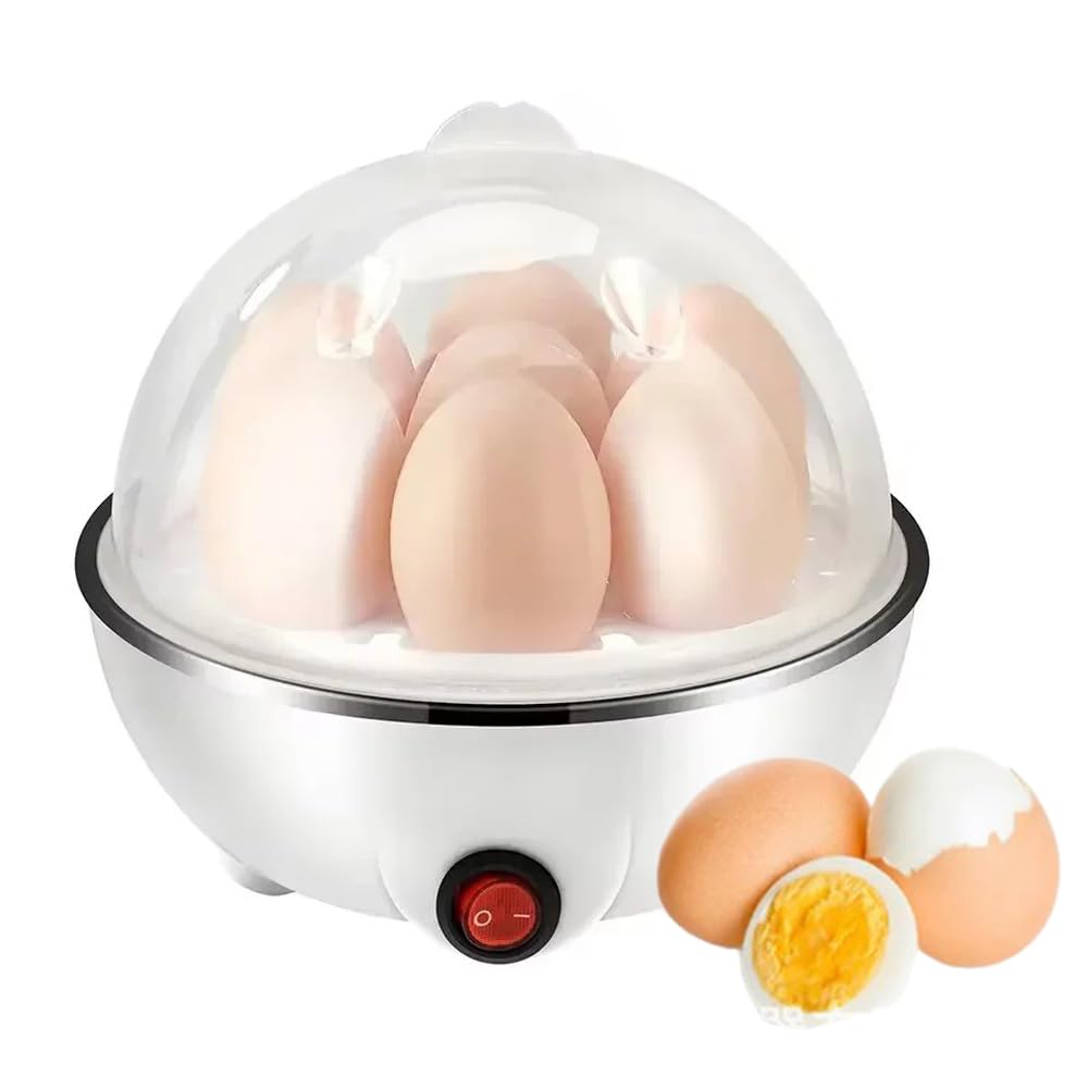 Ccarzzi Egg Boiler Electric 7 Egg Capacity Egg Cooker with Measuring Cup, Poaching Tray, for Soft Dippy, Hard and Poached Eggs, Easy to Clean, Automatic Power-off