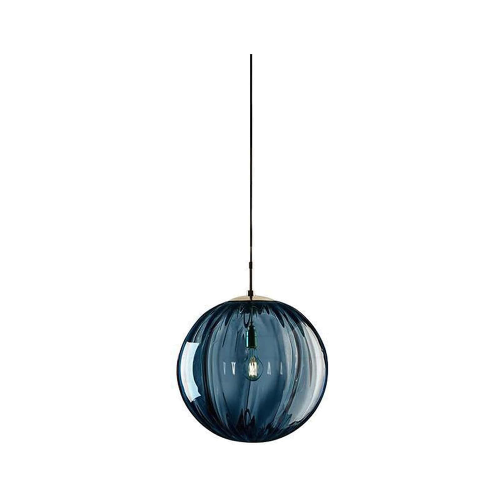 Lampa wisząca do montażu sufitowego, szklana kula, 1-lampkowy żyrandol, E14, lampa wisząca (niebieska, 20 cm)