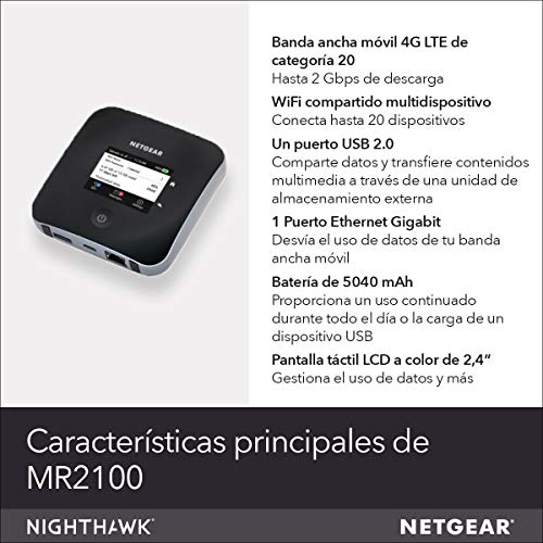 NETGEAR-Nighthawk-Router-4G-Sim-MR2100-Velocidad-hasta-2-Gbps-conecta-hasta-20-Dispositivos-wifi-Portatil-4G-con-Cualquier-SIM