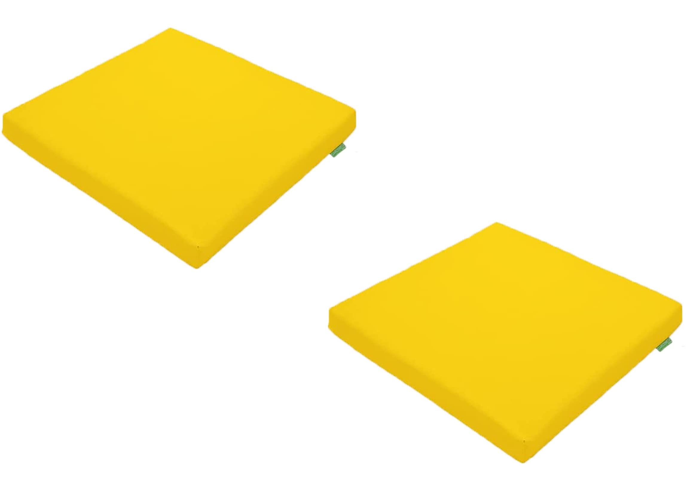 Soodie&Zuzu's Outdoor Seat Cushion Pads Rattan Furniture Garden Dinning Chair Water Resistant Patio Furniture Chair Padding Lightweight Durable Only Armchair Seat Pad (Pack of 2, Yellow)
