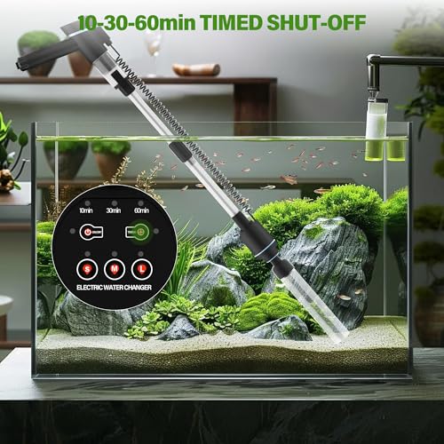 Image of SPOWAY Aquarium Vacuum Gravel Cleaner,24W Electric Fish Tank Cleaning Tools,Multifunctional Fish Tank Gravel Cleaner Vacuum for Water Changer Wash Sand Circulation (Black)
