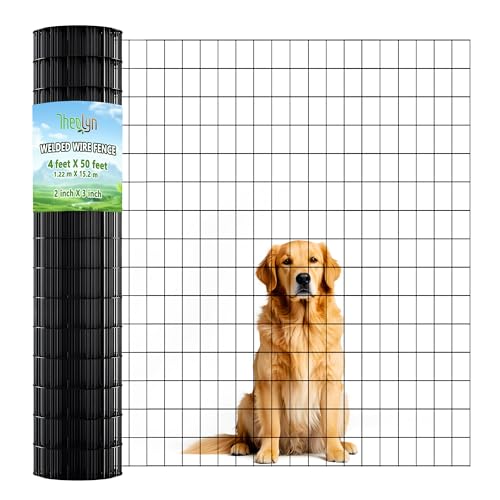 Thealyn Garden Wire Mesh Fence 4ft x 50ft Mesh Size 2-Inch x 3-Inch Welded Wire Fencing Poultry Netting for Animal Barrier, Border Fencing (USE 5 FT Post)