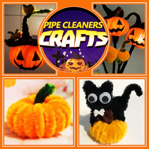 Image of Iooleem 200pcs Halloween Pipe Cleaners, Chenille Stems, Pipe Cleaners for Crafts, Pipe Cleaner Crafts, Art and Craft Supplies.