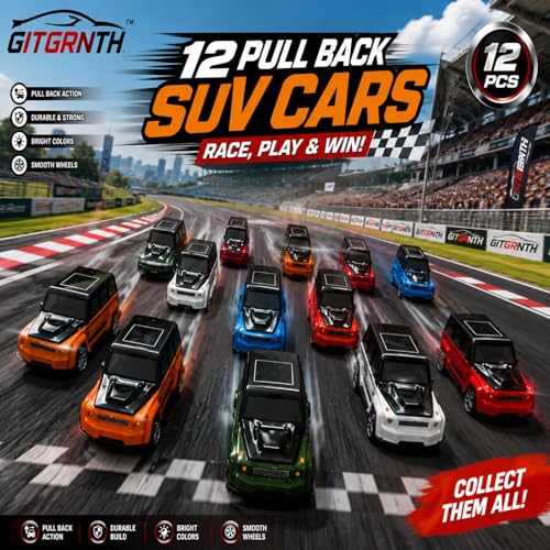 Image of GITGRNTH 12 Pcs Pull Back SUV Cars Toy Set for Kids 3+ Years, Same As Pick Mini Friction Powered Racing Cars, Colorful Off-Road Vehicle Collection, Return Gifts, Birthday Gifts, Party for Boys & Girls