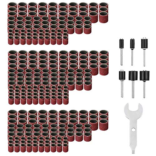 307Pcs Sanding Drum Mandrel Kit, Vogueing Tool Big Sanding Band for Dremel Accessories Rotary Tools Nail Drill Bits