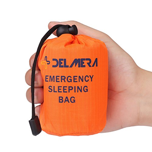 Delmera Emergency Survival Sleeping Bag, Lightweight Waterproof Thermal Emergency Blanket, Bivy Sack