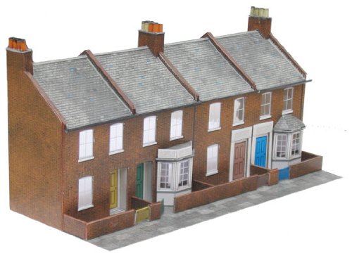 Superquick 1:72 Four Redbrick Terrace Fronts - Low Relief Card Kit C6
