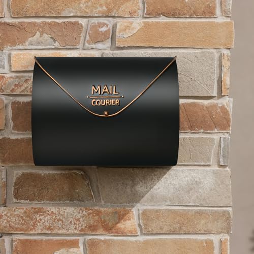Outdoor Wall Mount Mailbox, 13 x 3.24 x 10.3 inch Black Waterproof Mail Box, Heavy Duty Wall-Mounted Mailboxes for Home, Envelopes, Magazines & Small Packages by ZSHAWN - Image 7