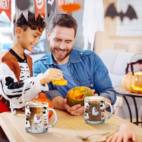 Taza de vidrio Whaline Halloween 12 oz con diseño de fantasma miniatura 6