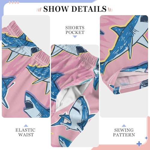 Cartoon Sharks Pink Boys Pants for Kids Jogger Pants with Pockets S-XL4