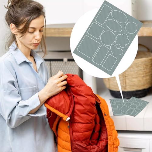 Pndeyo 22 peças de remendos de jaqueta acolchoada, remendo de reparo de nylon autoadesivo, tamanhos