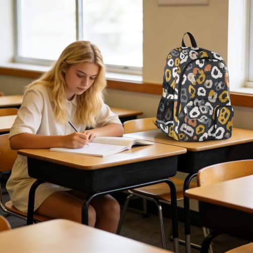 Mochila de viaje grande bolsa de trabajo universitaria con patrón de leopardo gris 6