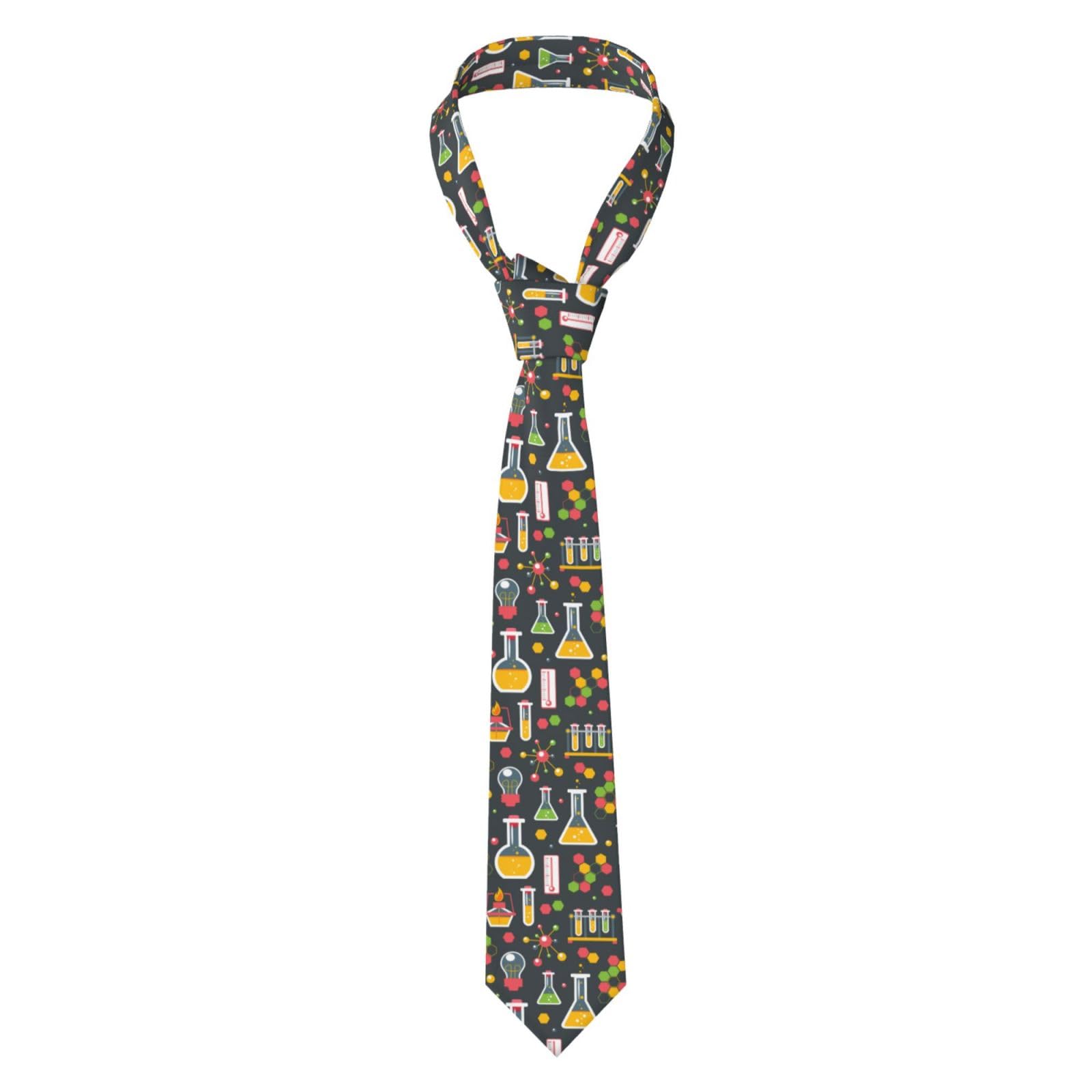 Poadnly Unisex As Picture Chemistry Science, Neckties Mens Ties Polyester Novelty Skinny Tie For Wedding Party