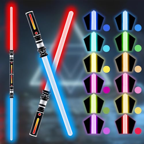 2 peças espada laser 12 cores sabre laser para crianças adultos Lightsaber sabre de luz fontes de som de luta de filme simuladas para festa, presente, cosplay