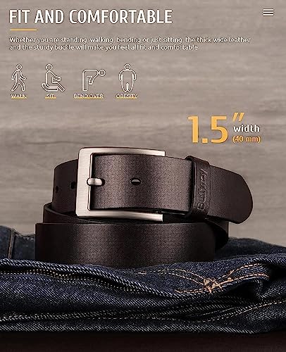 Image of Creature Formal /Casual Black Color Genuine Leather Belts For Men (Length- 46 inches||40MM||BL-042-BLK)