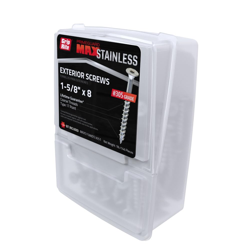 Grip Rite MAXS1588DS3051#8 x 1-5/8 in. 305 Stainless Steel Deck Screw (1lb -Pack), No Color, 1-5/8 in. x 1.625 in. (Head Diameter) - Image 2