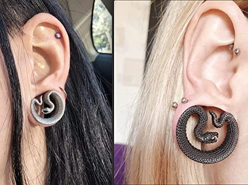 Vankula 2Pcs Cool Snake Saddle Ear Plugs Tunnels Ear Gauges Expander Stainless Steel Earrings Body Piercing Jewelry #TOP1