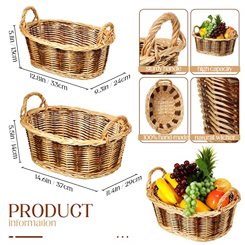 Maitys 2 Sets Basket For Gifts Empty Bulk Woven Wicker Empty Gift Baskets With Handles Clear Gift Bags Kraft Cards Pull Bows Gift Basket Kit Supplies To Fill For Wedding Birthday Party Gift Wrapping #TOP2