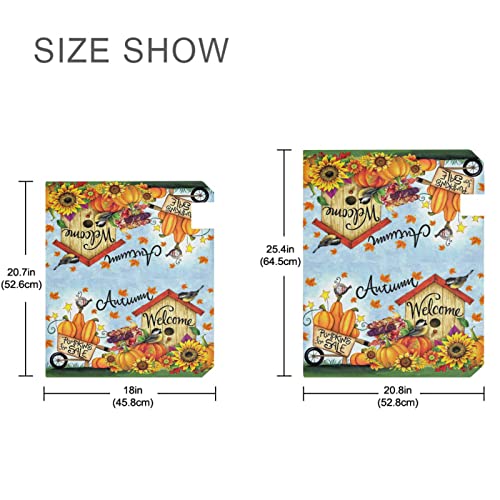 Pfrewn Autumn Pumpkin Sunflower Mailbox Cover Magnetic Standard Size Fall Leaf Birds Harvest Letter Post Box Cover Wrap Decoration Welcome Home Garden Outdoor 21" Lx 18" W