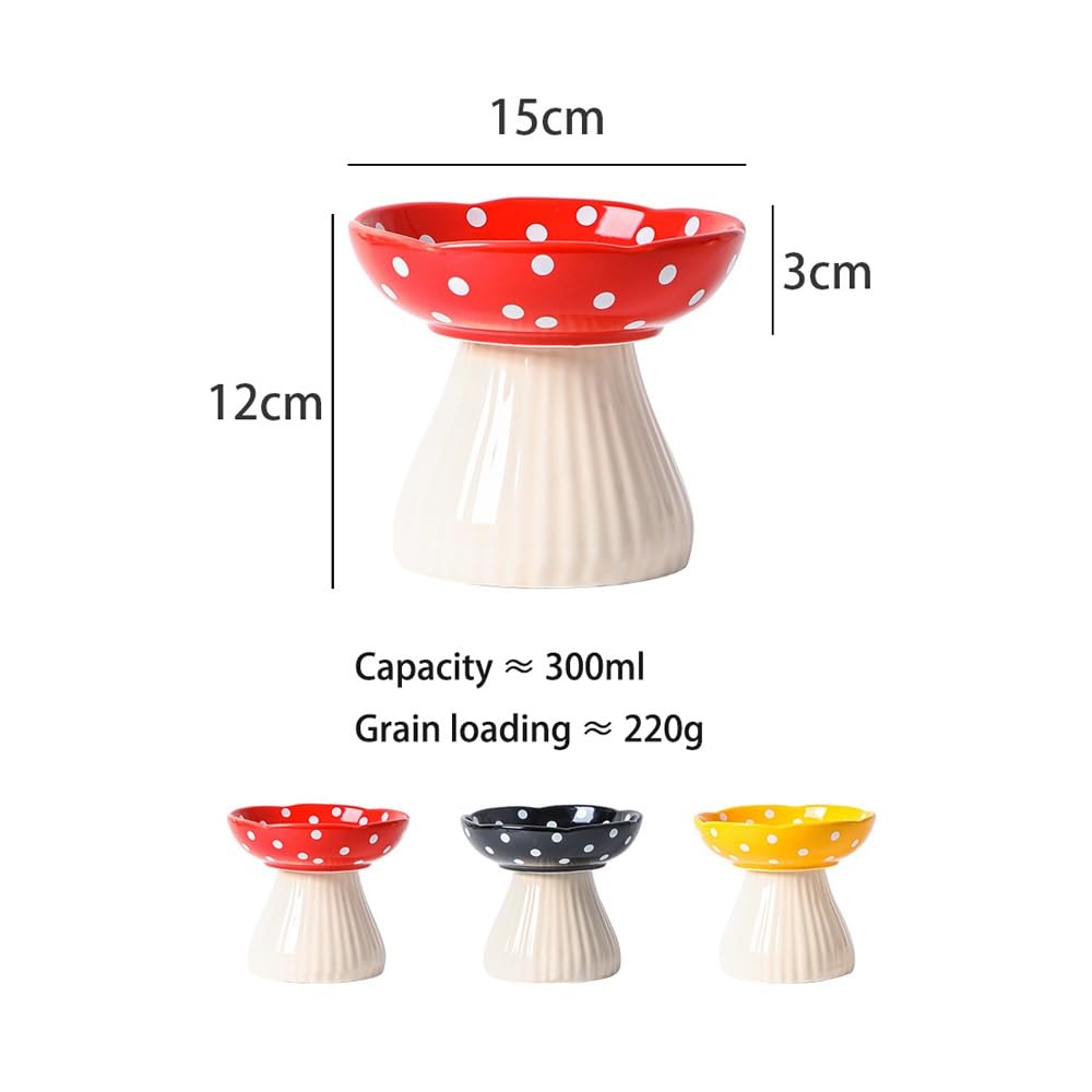 Miska dla zwierząt, podwyższona ceramiczna miska dla zwierząt Miska dla kotów Miska dla małych psów Miski na wodę, Podwyższona miska dla kotów dla kotów domowych, Karma sucha/mokra(Red)