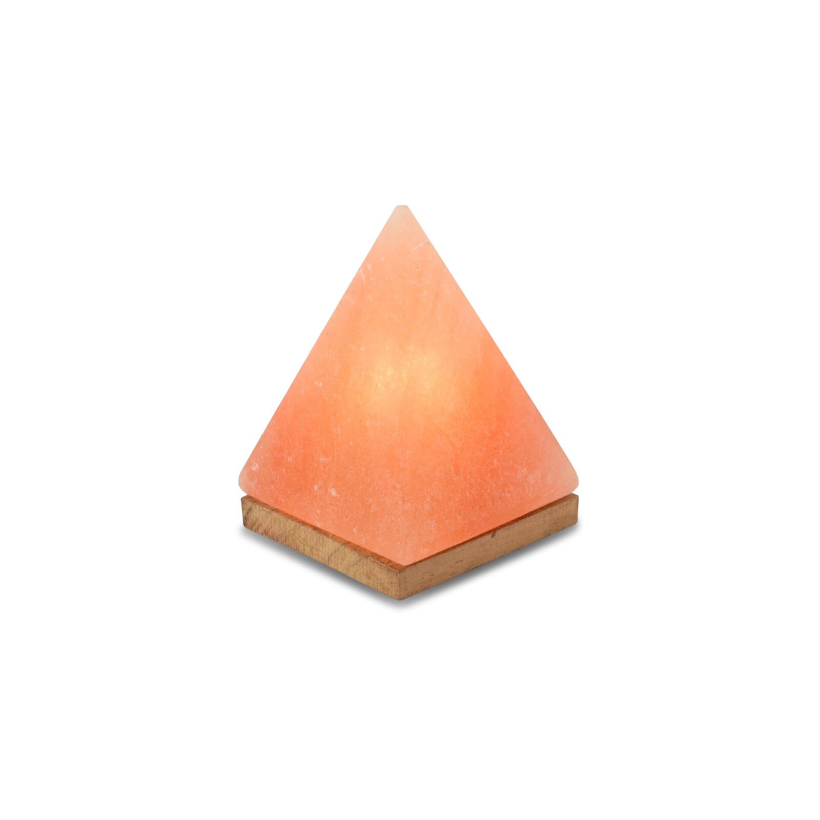 HAF Rosa Salzlampe Pyramide aus echtem Kristallsalz | Salzkristalllampe in Naturform | Salzsteinlampe auf Holzsockel aus der Salt Range Punjab | Dekorative Nachttischlampe für Wellness & Meditation