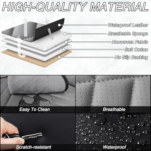 Image of Car Seat Covers for Chevrolet Equinox 2005-2026, Premium Nappa Leather Waterproof & Anti-Slip, Full Coverage Customized fit Chevrolet Equinox Seat Covers Full Set (5 Seats Luxury,Black-Gray)