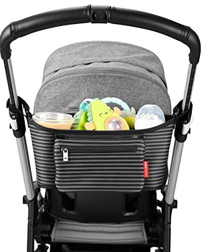 Organizador para Carrinho de Bebê Listrado Preto e Cinza, Skip Hop, Preto e Cinza