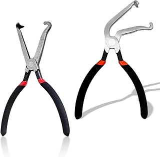 Electrical Disconnect Pliers,2pcs Electrical Connector Pliers for Cars,Fuel Line Petrol Clip Pipe Plier, Automotive Hose Disconnect Tools for Push Tab Style Plugs,1*Straight+1 * 60°