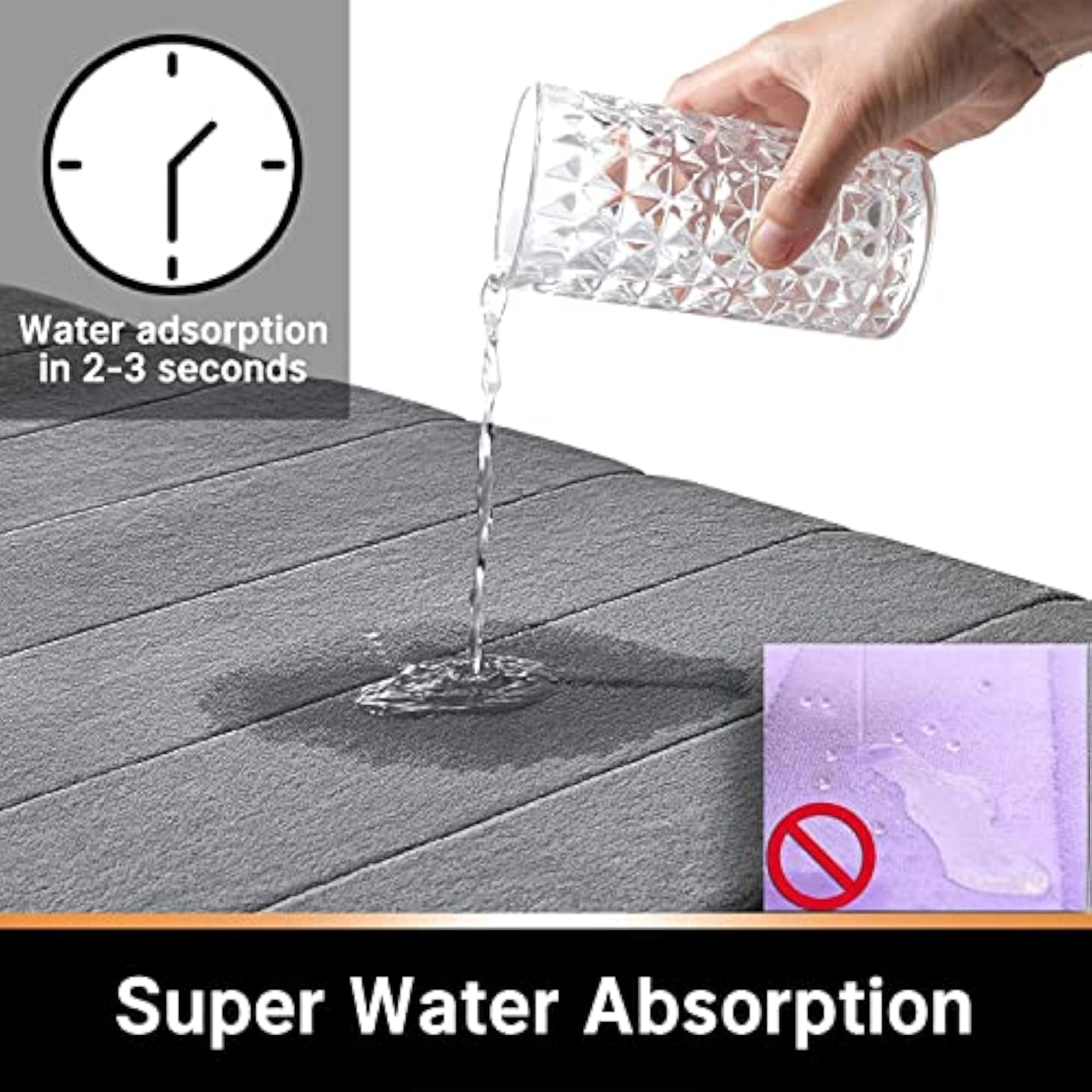 2 Piece Memory Foam Bath Mat Set, U-Shaped Rugs