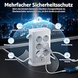 Listwa zasilająca z 12 gniazdami z 4 portami USB i światłem, listwa zasilająca 16 w 1, listwa zasilająca z przełącznikiem, ochrona przed przepięciem, przedłużacz 2 m, do domu, biura