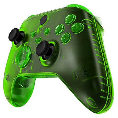 Extremerate Transparent Green Controller Full Set Housing Shell Case W/Buttons For Xbox Series X/S, Custom Replacement Side Rails Front Back Plate Cover For Xbox Series S & Xbox Series X Controller #TOP3