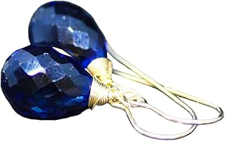 Kashmir Blue Sapphire Briolette Earrings 14k Gold Filled, September Birthstone