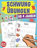 Schwungübungen ab 4 Jahren: Der große Kindergartenblock - Vorschulheft und Vorschulbuch - Übungsheft für Kindergarten und Vorschule - A4 Vorschulblock für Jungen und Mädchen