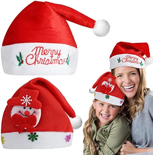 DRAMBOR Christmas Hat, Xmas New Year Festive Holiday Santa Hat Unisex Comfort Thicken Classic Hat Christmas Party Decoration Supplies for Adult+Child