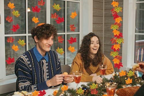 300 Autumn Leaves,Artificial Autumn Maple Leaves - Mixed 6 Fall Colored Leaf Autumn Table Scatters for Weddings, Autumn Parties,Art Scrapbooking,Thanksgiving Day Halloween Decorations