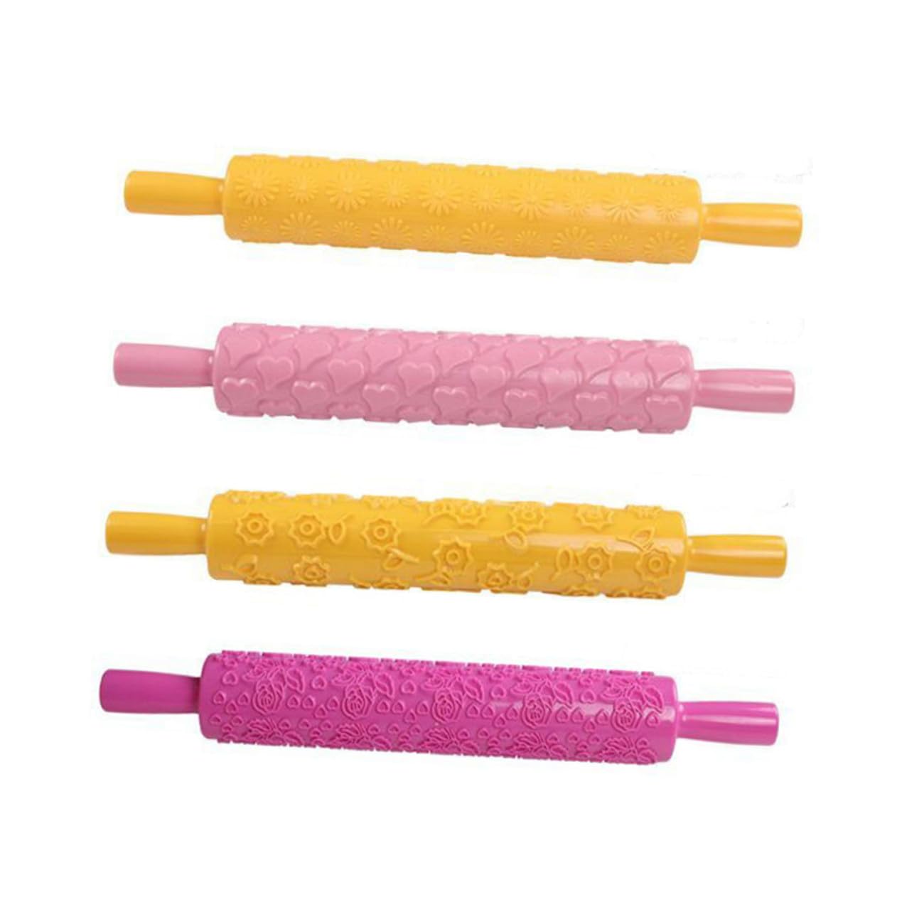 Sosoport 5 Piezas Rodillo Relieve De Plástico Molde Para Masa Diseño Estampado Rodillos Para Decorar Pasteles y Repostería Utensilios Para Amasar Repostería