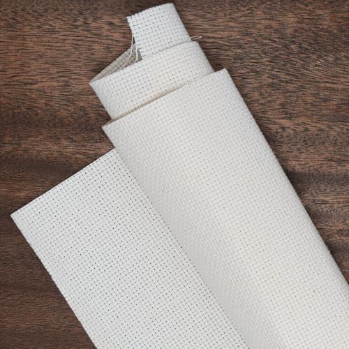 Image of Essentials By Leisure Arts Aida Cloth, 18 Count, Cream, Cross Stitch Fabric, Embroidery Fabric, Cross Stitch Supplies for Crafting, Stitching, and Sewing Projects 15X18