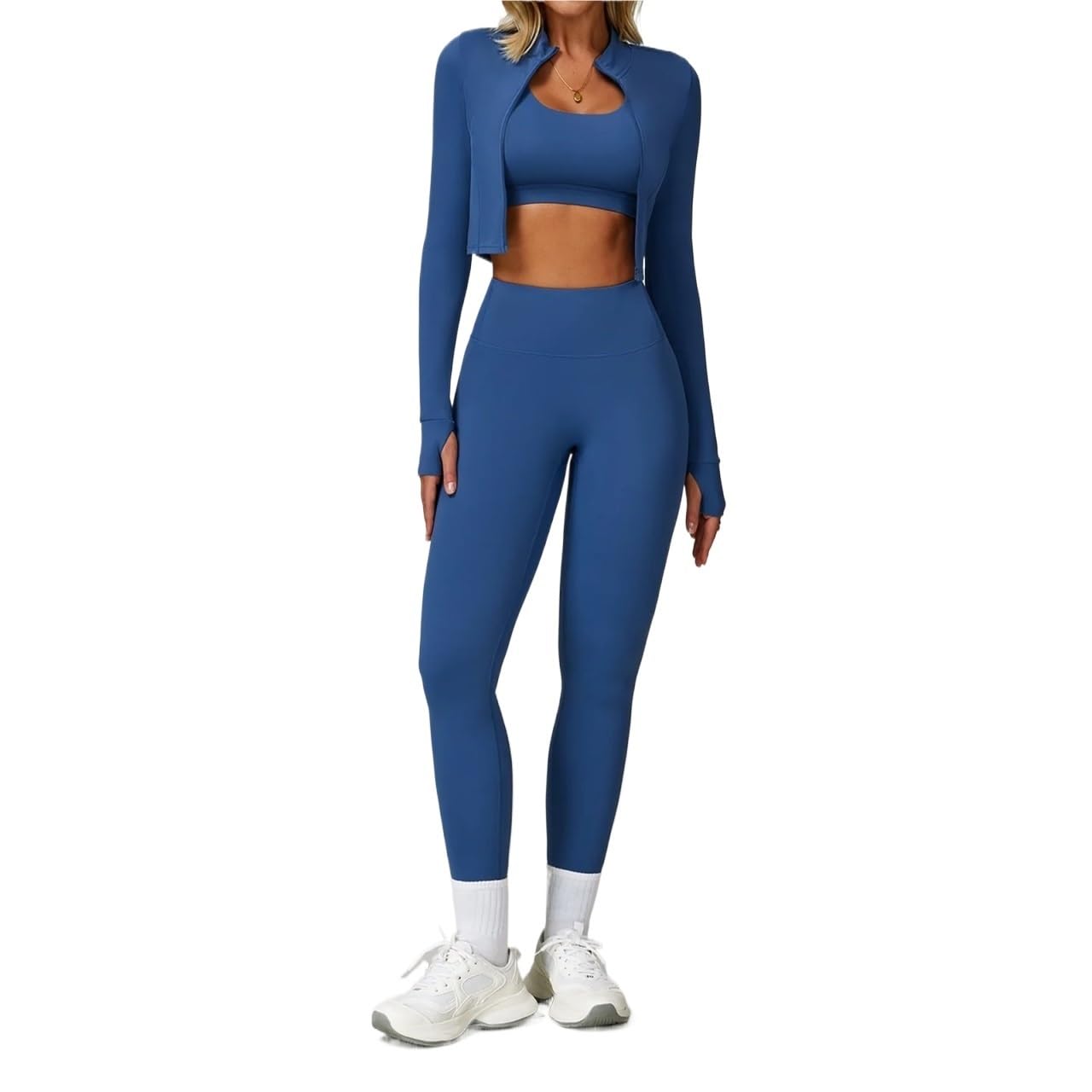Donna Set di Abbigliamento Yoga 3 pezzi Set da yoga Abbigliamento palestra sportivo corsa Tute donna Fitness Allenamento Reggiseno Leggings a vita alta