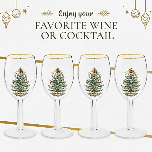 Portmeirion Home & Gifts Spode Wine Glass Boxed Set, Glass, Multi-Colour, Set of 4, 0.38 liters