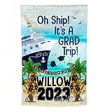Oh Ship! It's a GRAD Trip! - Black & Gold - Cruise Door Decoration - PERSONALIZED - Banner Flag - Standard or Premium Fabric - CF011