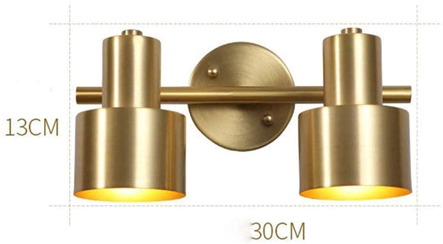 Aplique de Pared Moderno y Creativo para Interiores, con Luces LED de Color norteño, para baño, Armario, tocador, Cobre, 3 Luces (2 Luces)